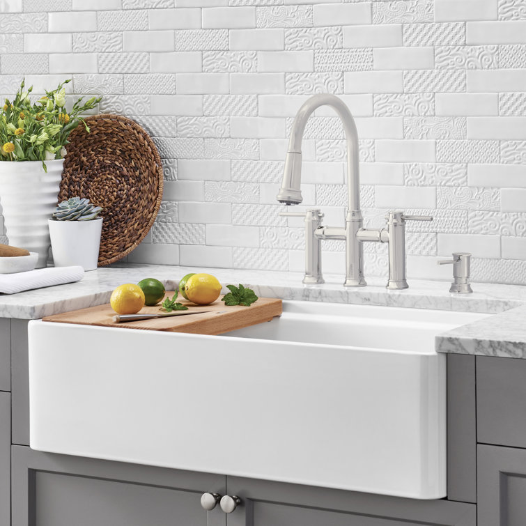Biscuit Fireclay Single Bowl Farmhouse Kitchen Sink