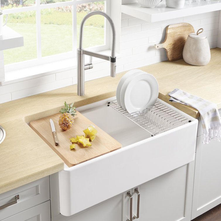 Biscuit Fireclay Single Bowl Farmhouse Kitchen Sink
