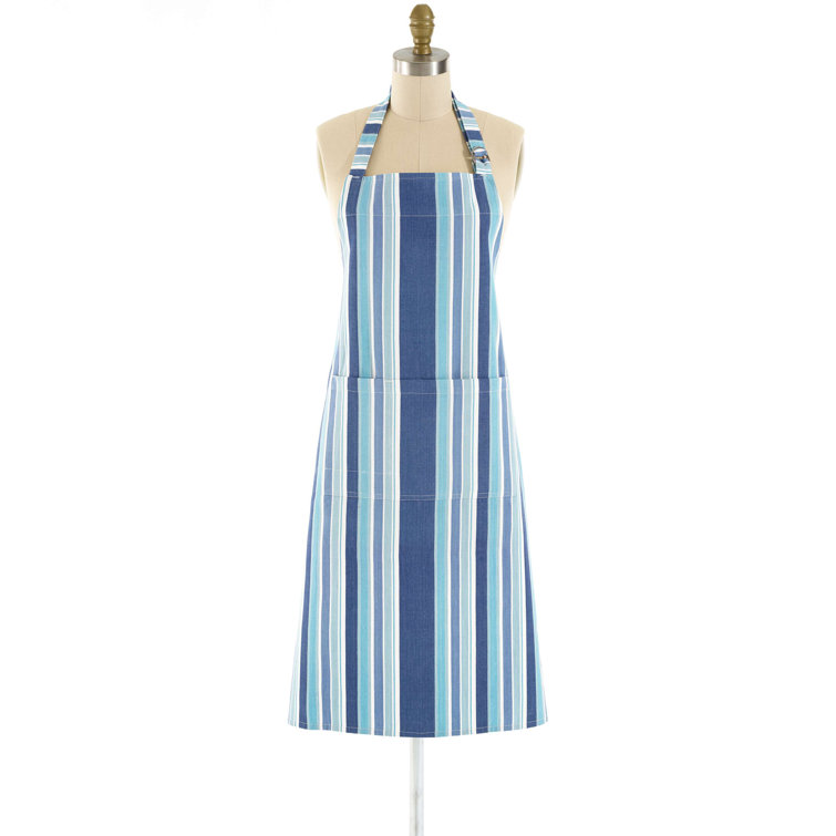 Bluemarine Stripe Cotton Unisex Bib Apron with Pockets