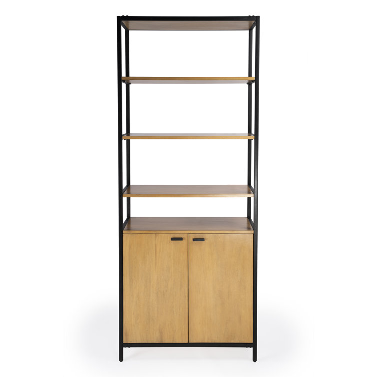 Hans 35.25" Black and Wood Adjustable Etagere Bookcase