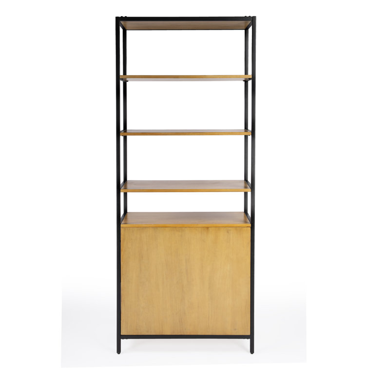 Hans 35.25" Black and Wood Adjustable Etagere Bookcase