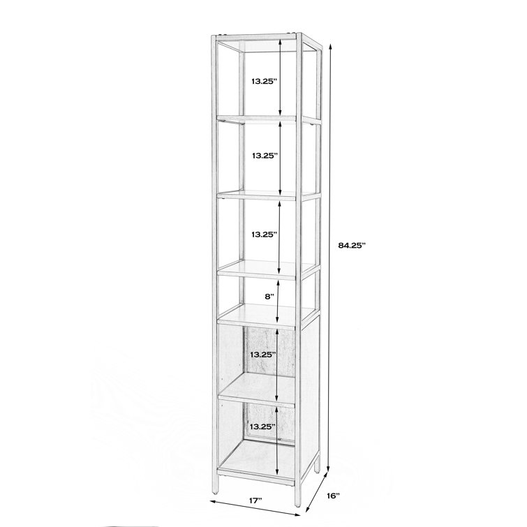 Hans Narrow Black Mango Wood and Iron Etagere Bookcase