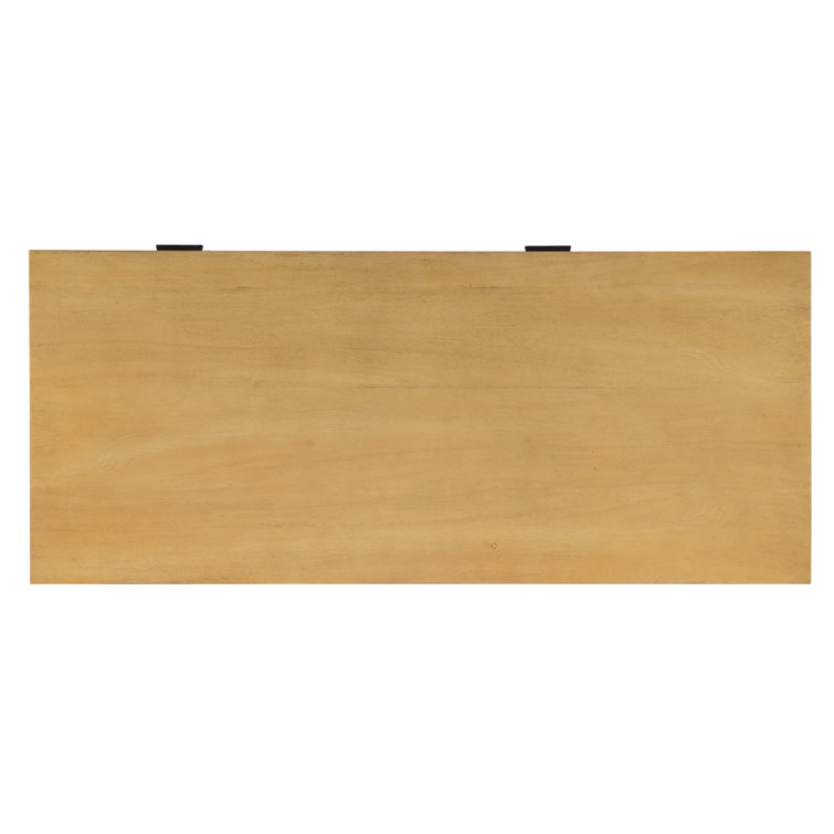 Hans 48" Natural Wood and Black Storage Desk with Filing Cabinet