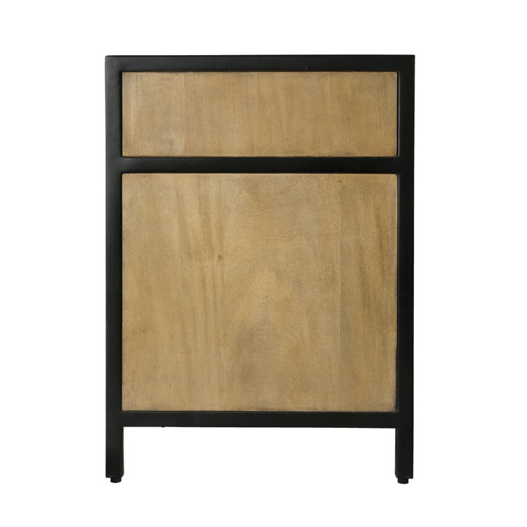 Hans Industrial Brown Mango Wood and Iron TV Stand with Cabinet