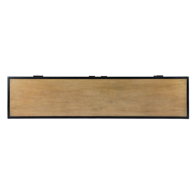 Hans Industrial Brown Mango Wood and Iron TV Stand with Cabinet