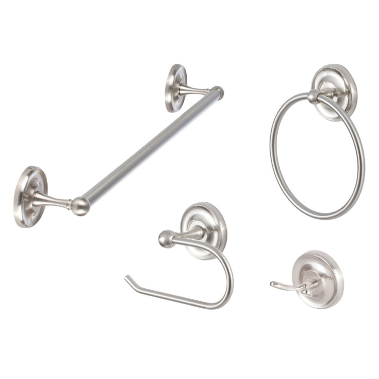 Satin Nickel 4-Piece Metal Bathroom Hardware Set