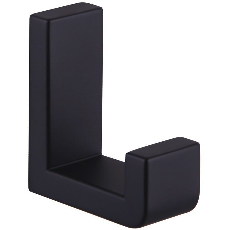 Matte Black Stainless Steel L-Shaped Bathroom Robe Hook