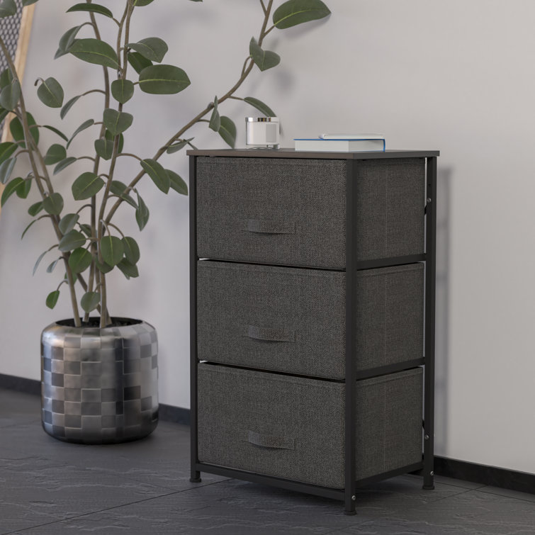 Black Cast Iron Frame 3-Drawer Vertical Storage Dresser