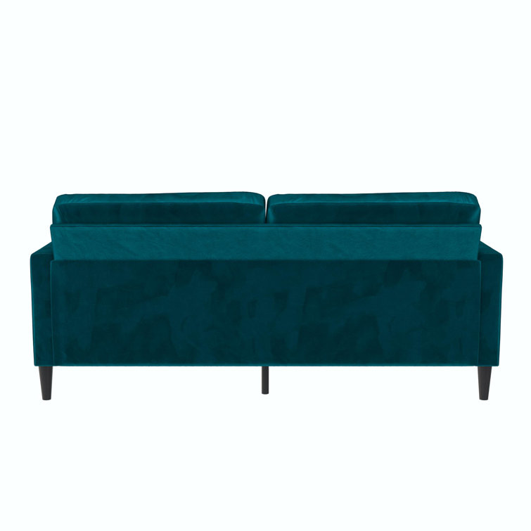 Green Velvet Pillow-Top Arm Sofa with Wood Frame