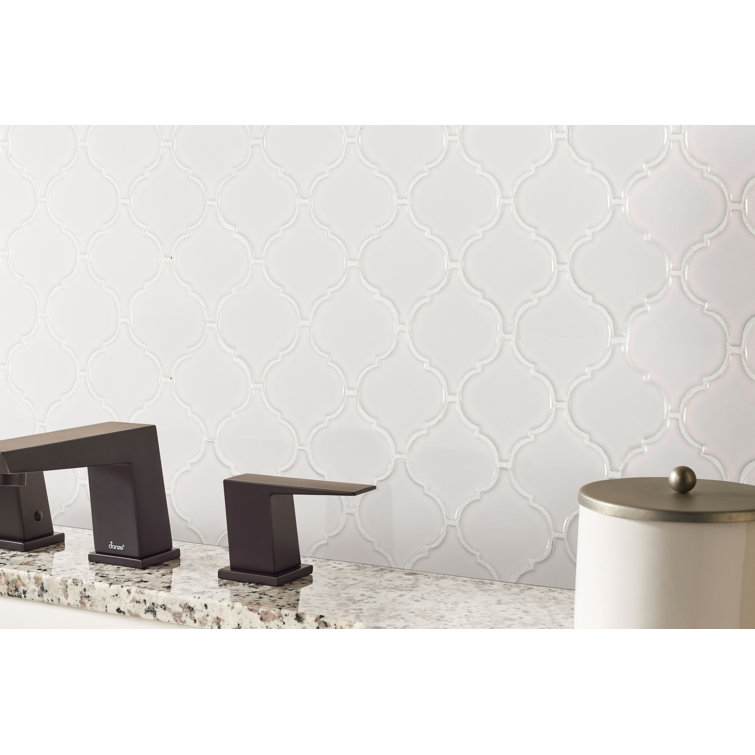 Bianco White Ceramic Arabesque Mosaic Wall Tile