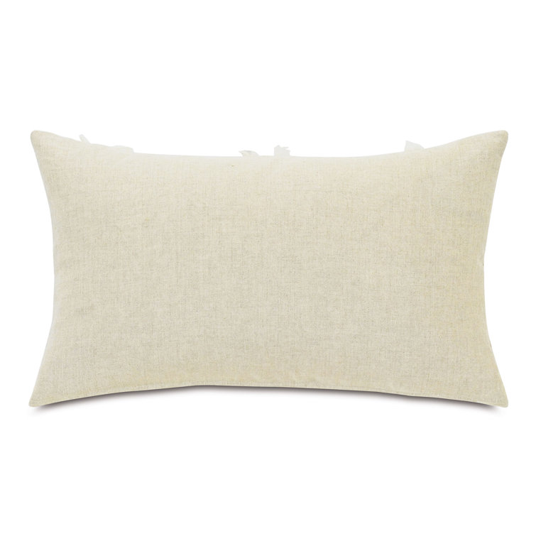 Kimahri Beige Linen Fringe Decorative Pillow with Insert