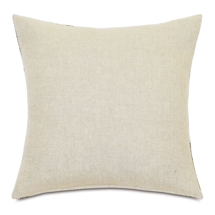 Ethnic-Inspired Black and Beige Square Patchwork Throw Pillow