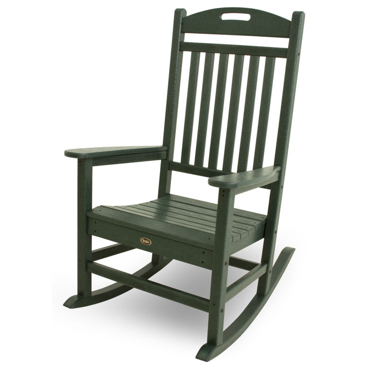 Dark Green Recycled Plastic Outdoor Rocking Chair with Cushions
