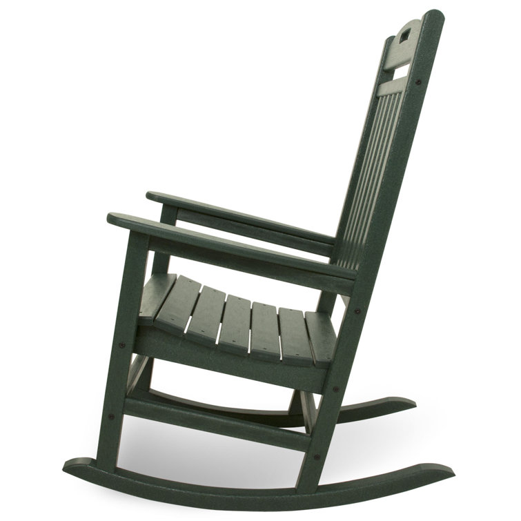 Dark Green Recycled Plastic Outdoor Rocking Chair with Cushions