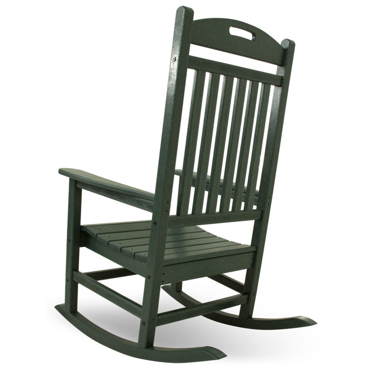 Dark Green Recycled Plastic Outdoor Rocking Chair with Cushions