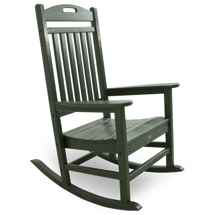 Dark Green Recycled Plastic Outdoor Rocking Chair with Cushions