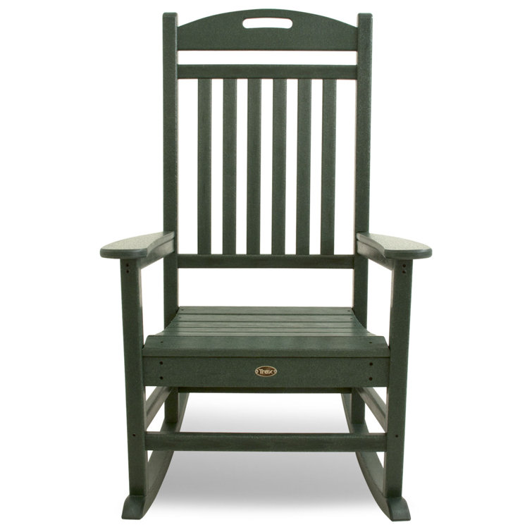 Dark Green Recycled Plastic Outdoor Rocking Chair with Cushions