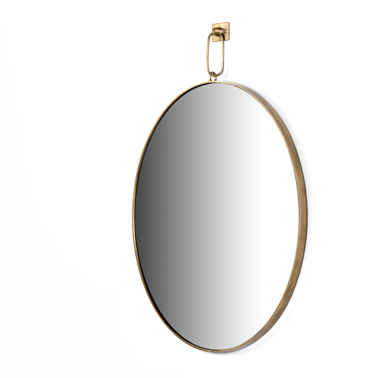Vina Antique Brass Round Wall Mirror 30"