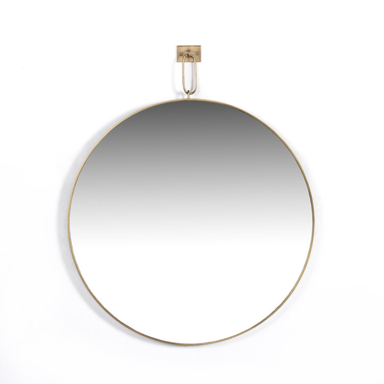 Vina Antique Brass Round Wall Mirror 30"