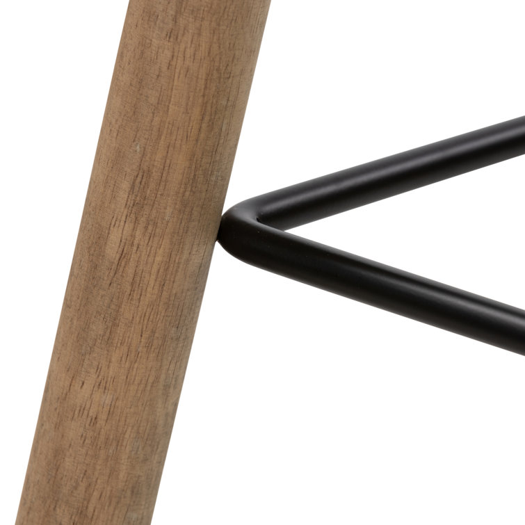 Natural Matte Rubberwood Backless Counter Stool with Metal Footrest