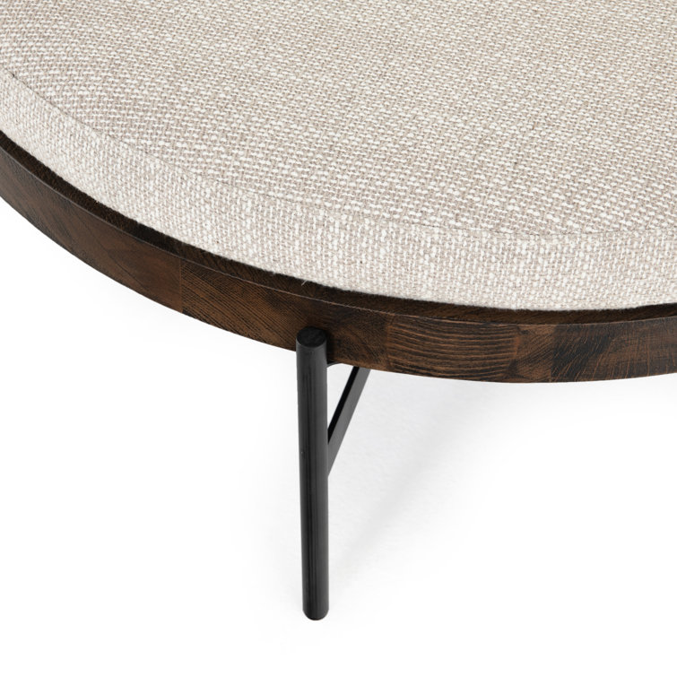Emile Contemporary Cream Tufted Round Ottoman, 39"