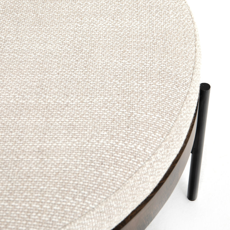 Emile Contemporary Cream Tufted Round Ottoman, 39"