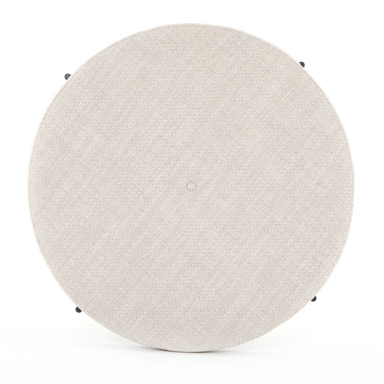 Emile Contemporary Cream Tufted Round Ottoman, 39"