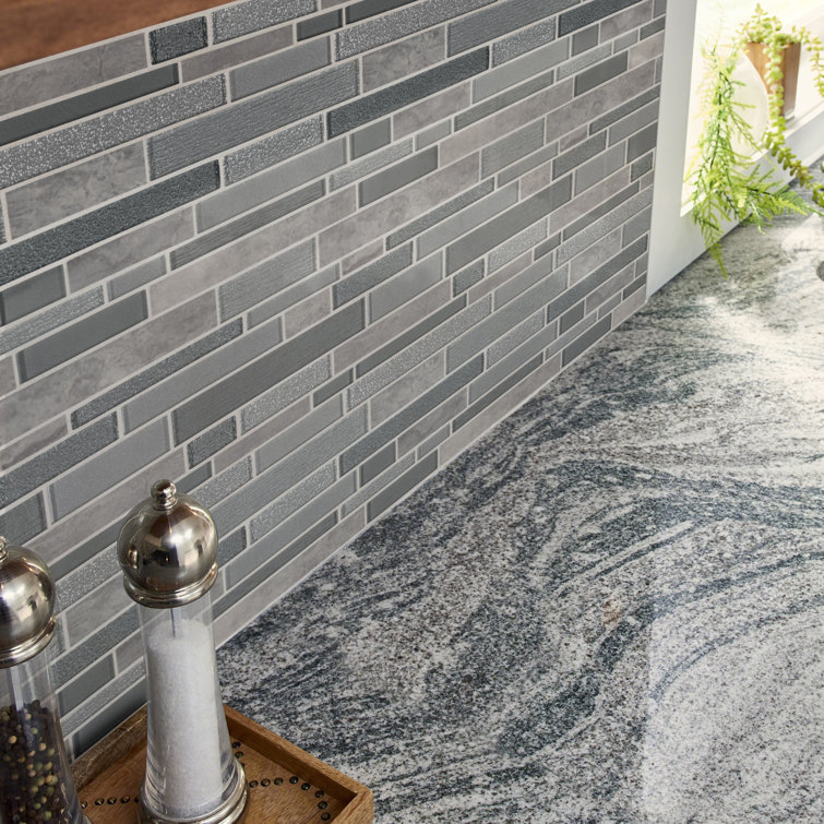 Smoky Alps Gray Porcelain and Glass Mosaic Wall Tile