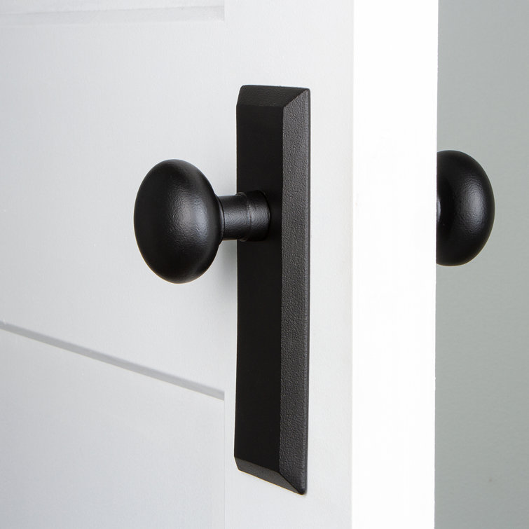 Matte Black Iron Interior Door Knob with Rectangular Plate