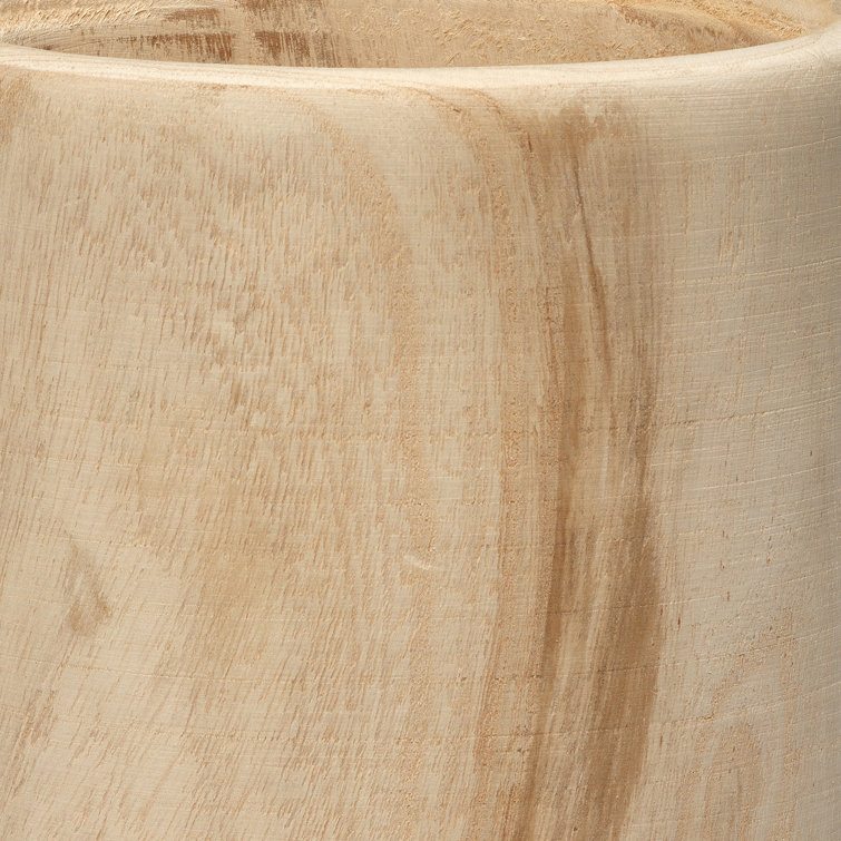 Hand-Carved Natural Wood Decorative Table Vase
