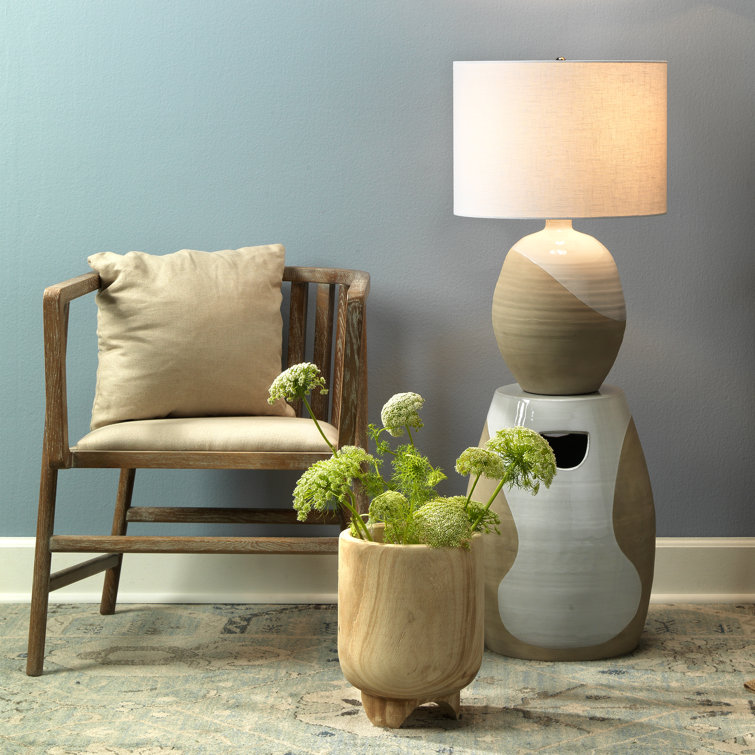 Hand-Carved Natural Wood Decorative Table Vase