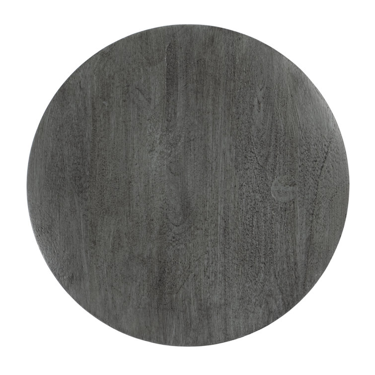 Espresso Bohemian Round Wood Accent Table with Carved Legs