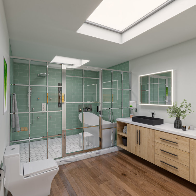 Polished Chrome Freestanding Tub Filler with Hand Shower
