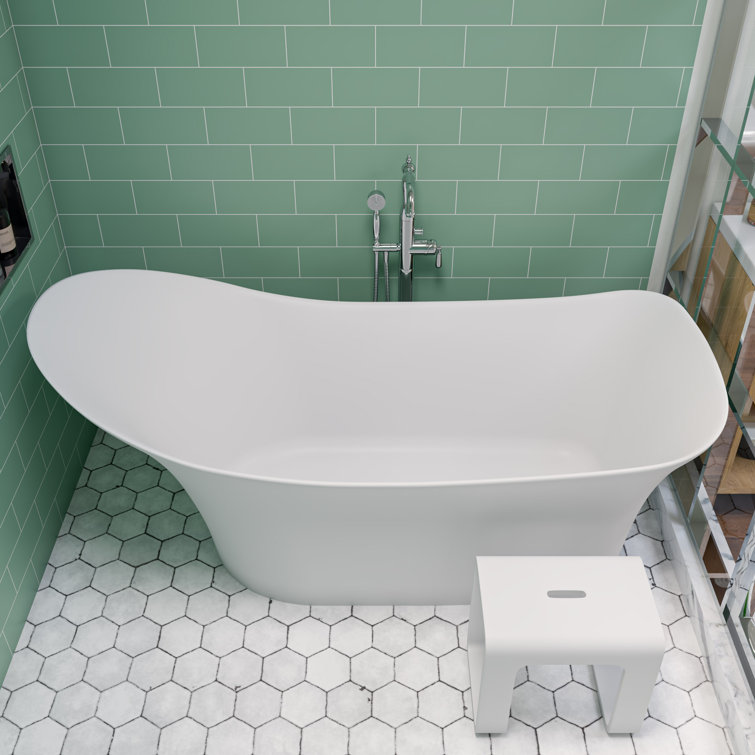 Matte White Solid Surface Resin 16.8" Shower Bench