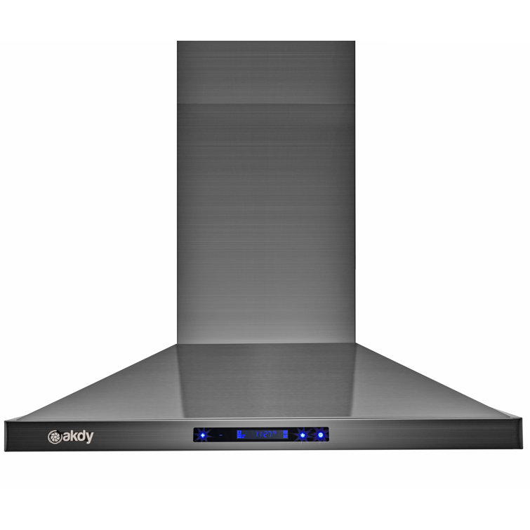 30" Convertible 343CFM Wall Mount Range Hood in Black Stainless Steel with Carbon Filters