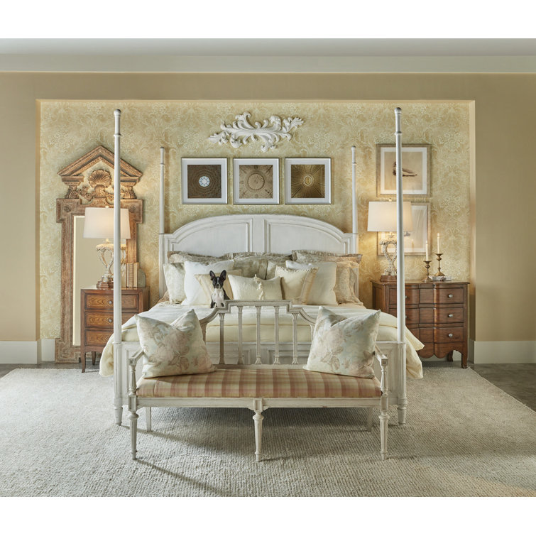 Nora White Linen Blend 58" Upholstered Bench
