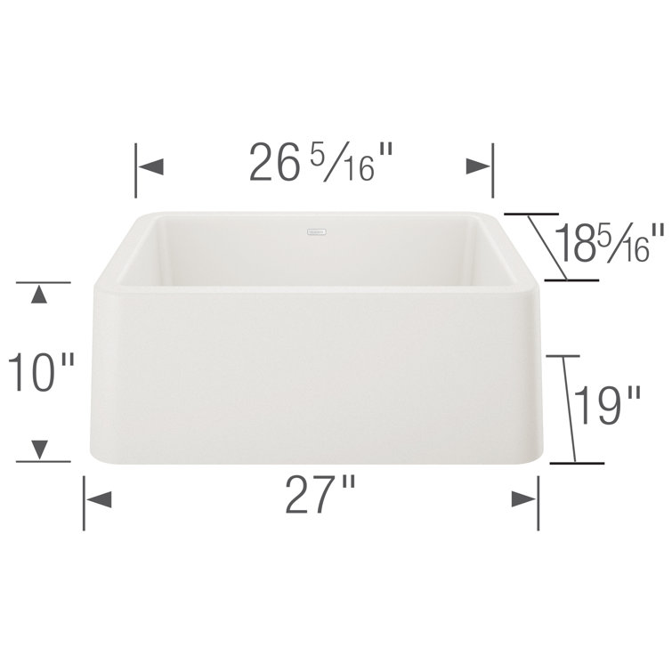 White Silgranit 27" Farmhouse Single Bowl Kitchen Sink