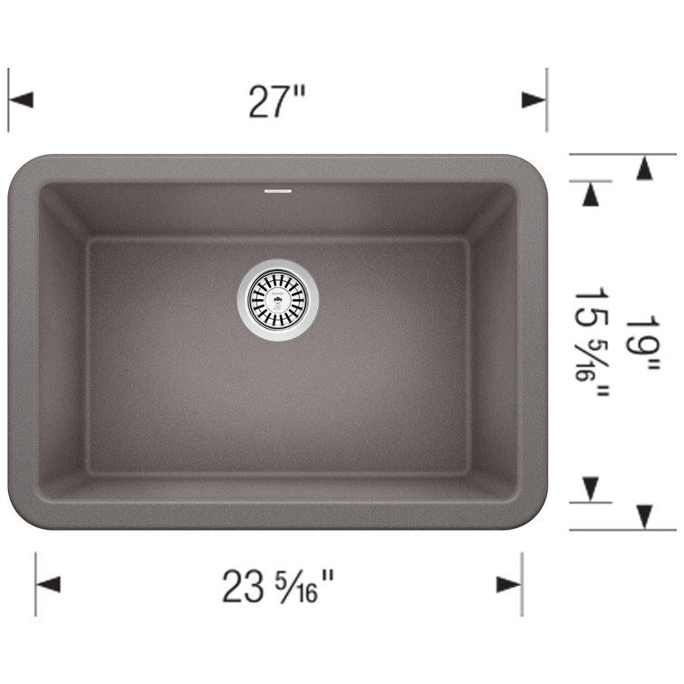 Metallic Gray Stone Farmhouse Single Bowl Sink
