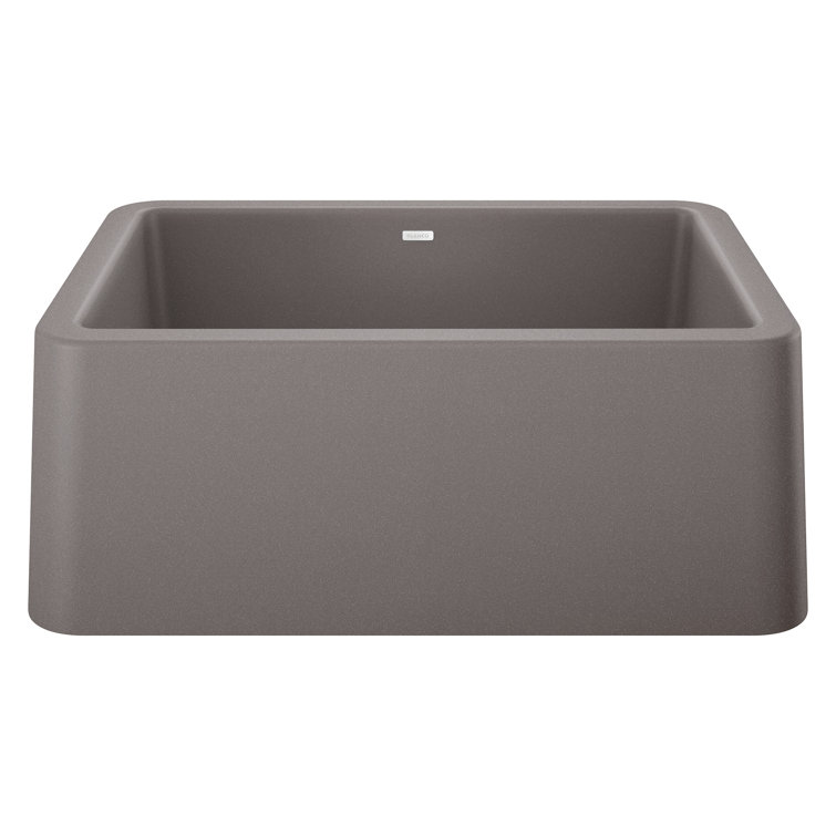 Metallic Gray Stone Farmhouse Single Bowl Sink
