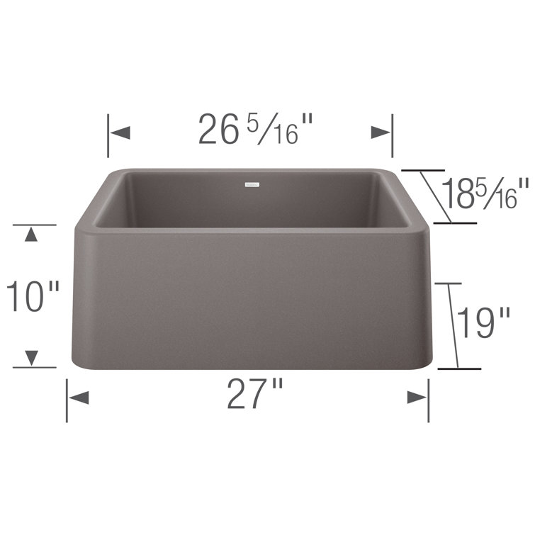 Metallic Gray Stone Farmhouse Single Bowl Sink