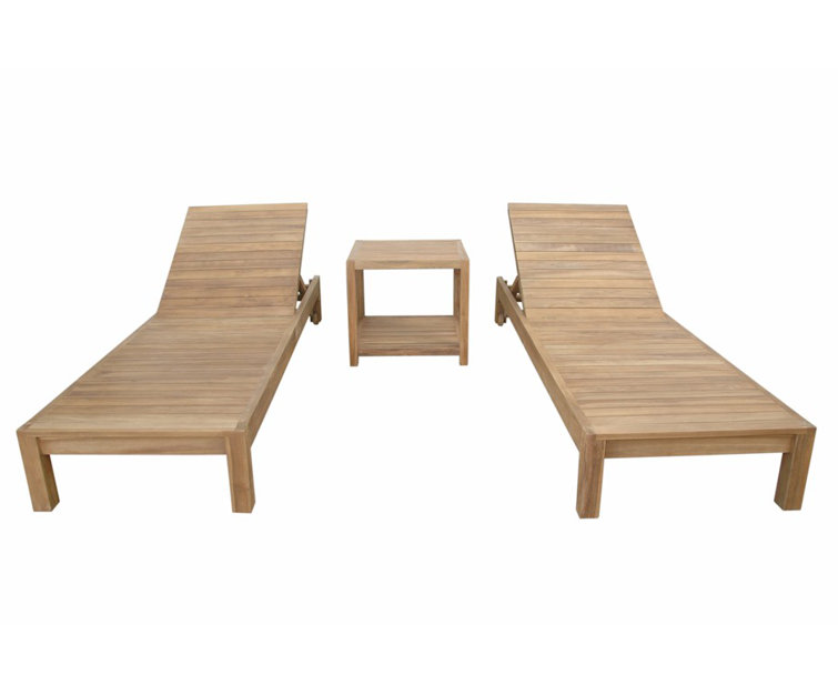 South Bay Glenmore Teak 3-Piece Outdoor Chaise Lounge Set