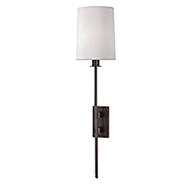 Old Bronze Direct Wired Electric Sconce with Faux Silk Shade