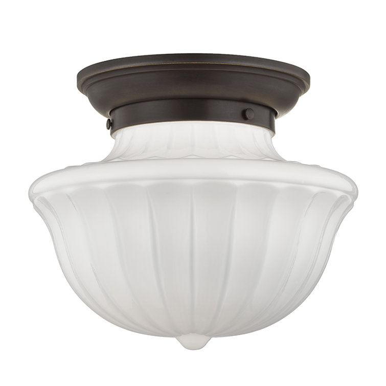 Old Bronze Schoolhouse Glass Semi-Flush Mount Light