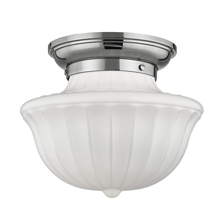 Old Bronze Schoolhouse Glass Semi-Flush Mount Light