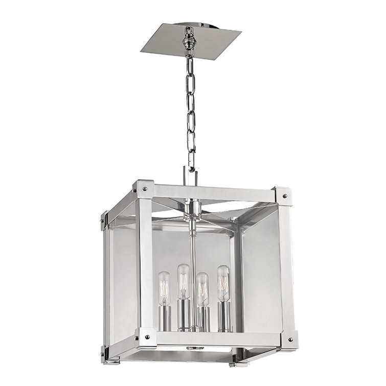 Aged Brass and Clear Glass 4-Light Pendant