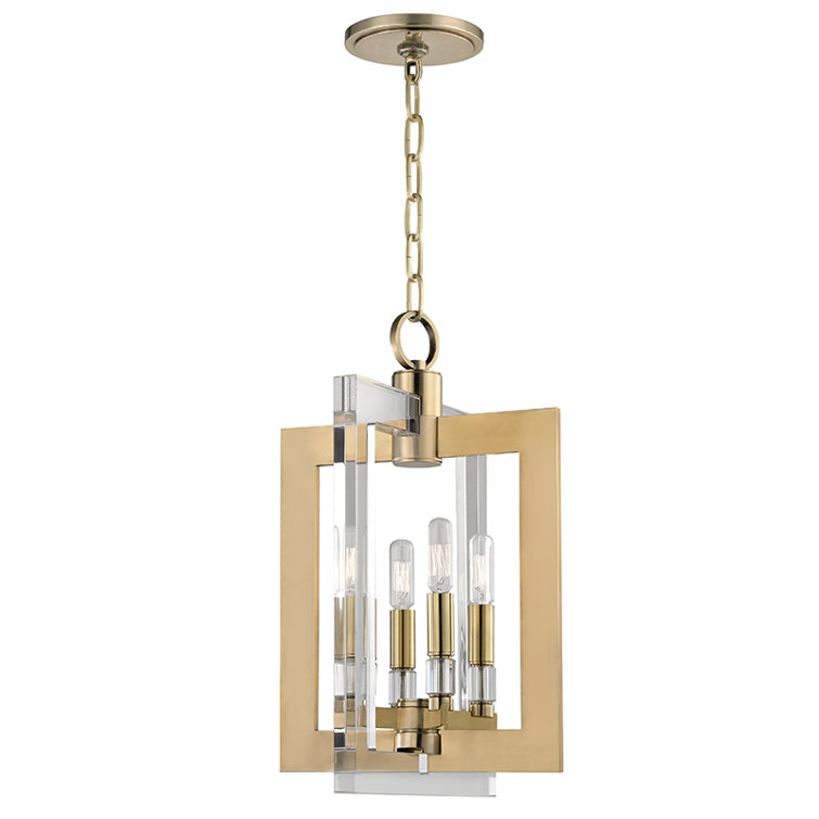 Aged Brass and Acrylic 4-Light Indoor Pendant