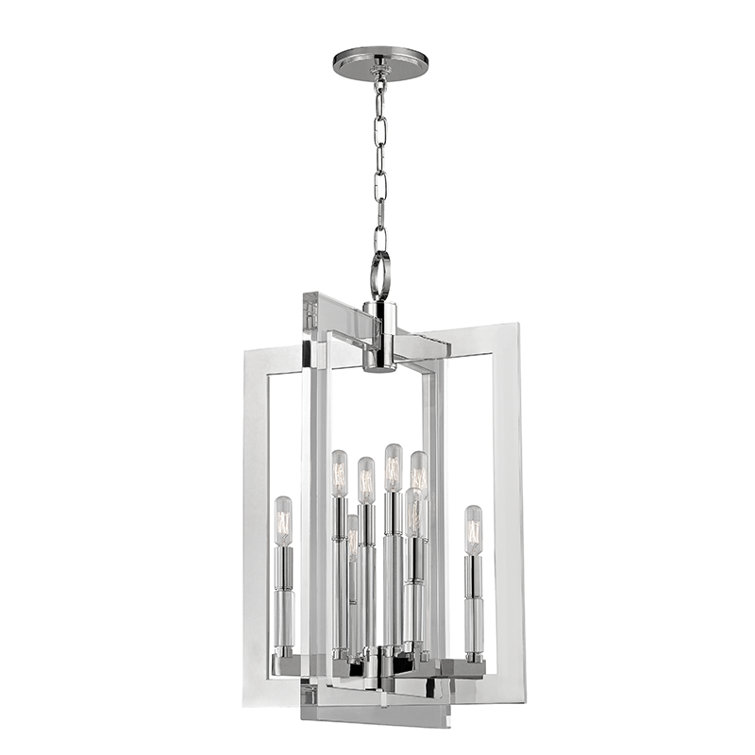 Sleek Polished Nickel 8-Light Indoor/Outdoor Chandelier