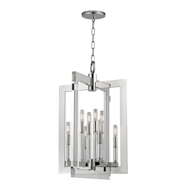 Sleek Polished Nickel 8-Light Indoor/Outdoor Chandelier