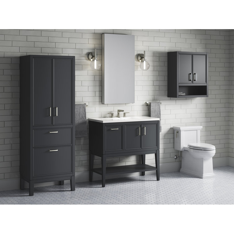 Winnow 36-Inch Slate Gray Painted MDF Bathroom Vanity with Quartz Top