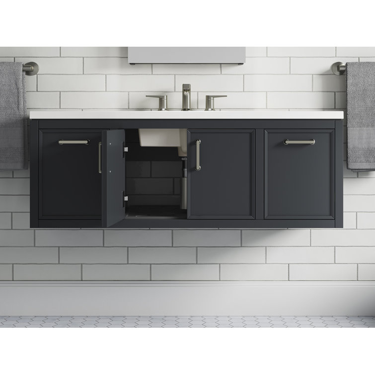 Slate Grey 48-Inch MDF Bathroom Vanity with Quartz Top